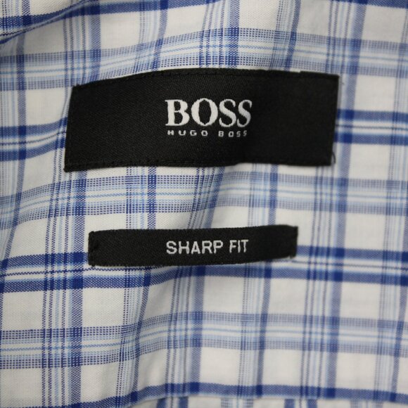 BOSS Hugo Boss Dress Shirt Mens 15, 32/33 Blue Sharp Fit Long Sleeve Button Up - Picture 10 of 15